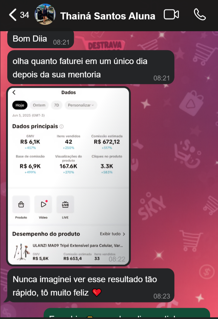 Depoimento Thainá Santos - R$ 6,1K em um único dia